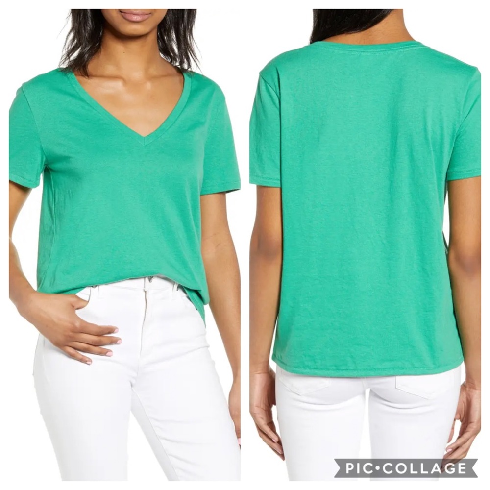 NWT BP Green Ming Short Sleeve V-Neck Tee